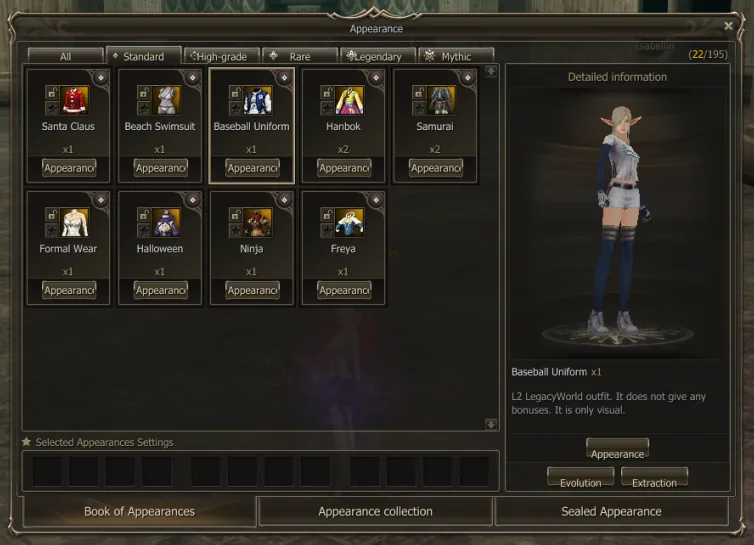 In-game Book of Appearances
