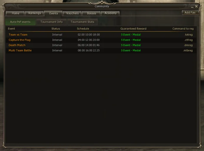 In-game auto PvP event board