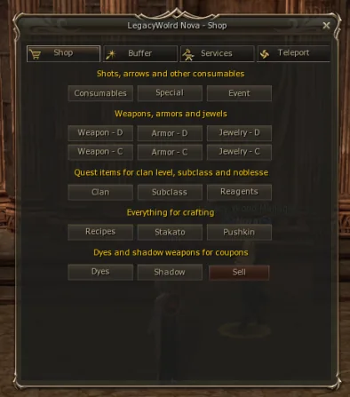 In-game shop NPC